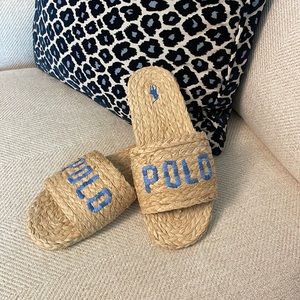 Polo Ralph Lauren Raffia Logo slide Sandal